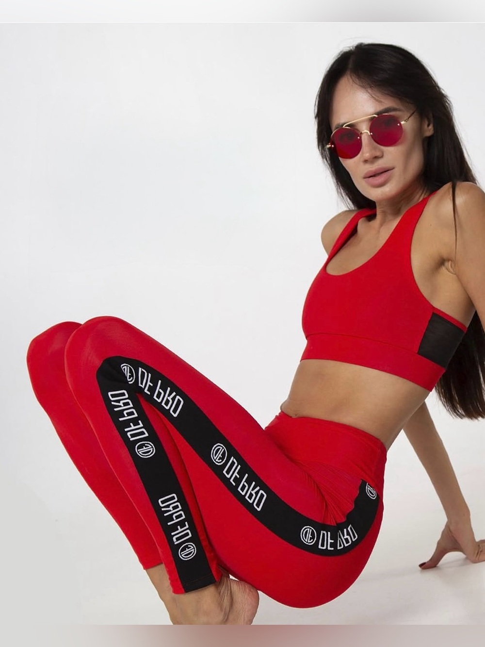 DF.ORIGINAL Designed for Fitness PRO Red Leggings & Sports Bra Set XS/S - Picture 1 of 14